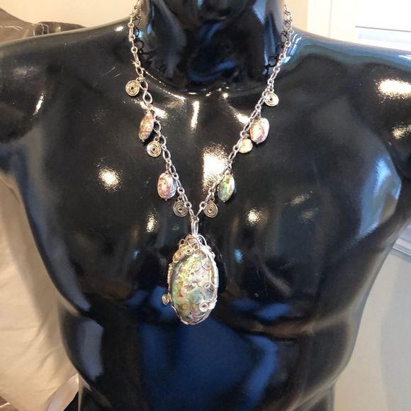 Sterling silver handmade alabaster chunky chain - Picture 3 of 12